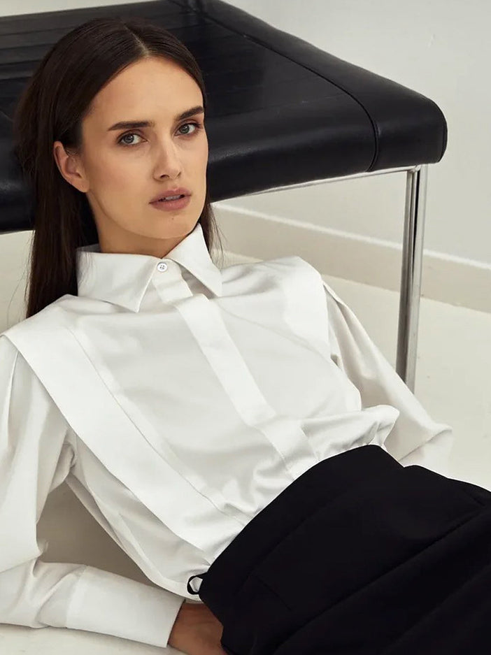 Structured Square Shoulder Panelled Blouse image 4