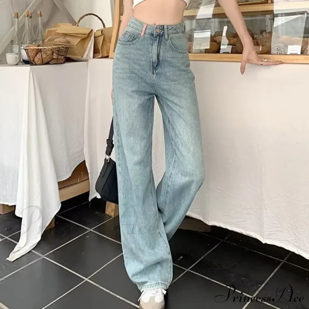 Baby Blue Loose Straight Thin Summer Tassel Versatile Trend Women's Jean image 5