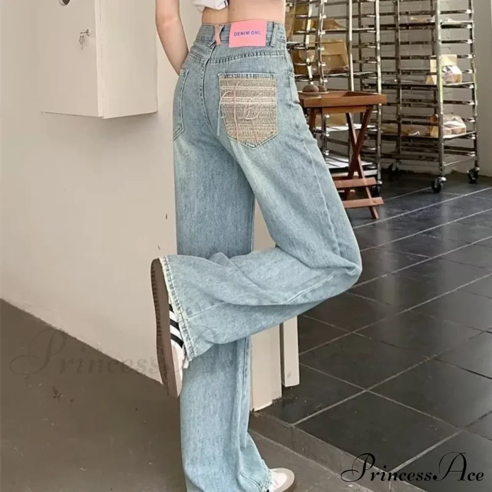 Baby Blue Loose Straight Thin Summer Tassel Versatile Trend Women's Jean image 1