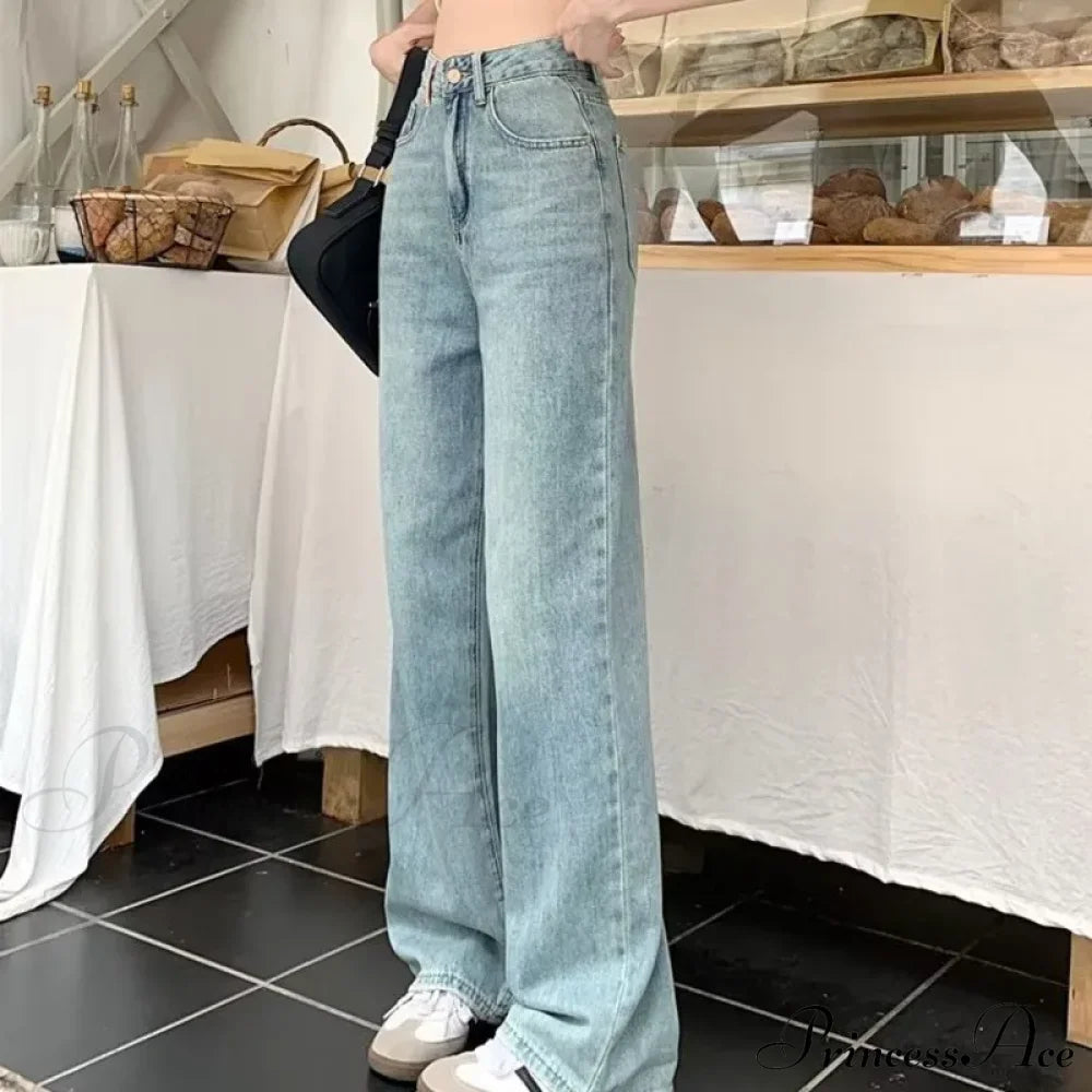 Baby Blue Loose Straight Thin Summer Tassel Versatile Trend Women's Jean image 6