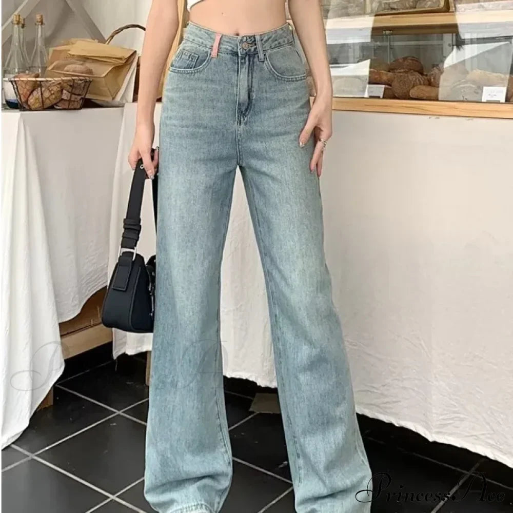 Baby Blue Loose Straight Thin Summer Tassel Versatile Trend Women's Jean image 4