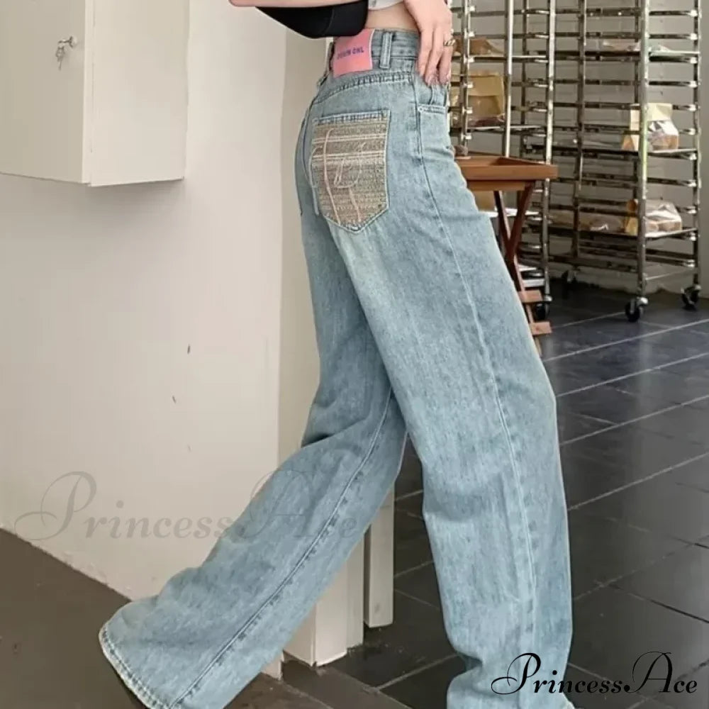 Baby Blue Loose Straight Thin Summer Tassel Versatile Trend Women's Jean image 3