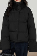 Knit Collar White Duck Down Puffer Jacket image 12