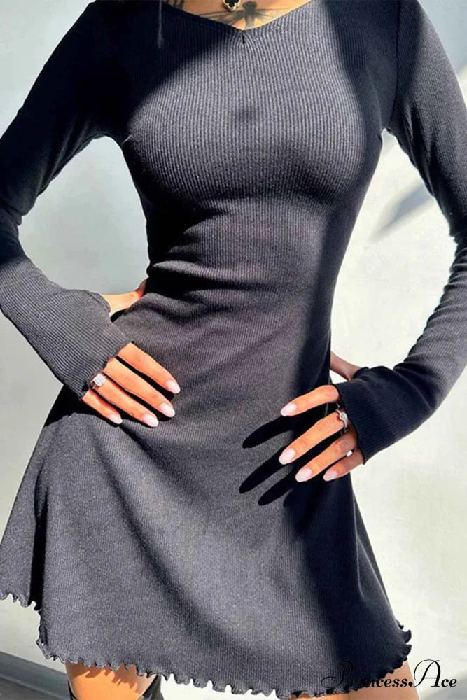 Back Strap Long Sleeve Mini Dress image 4