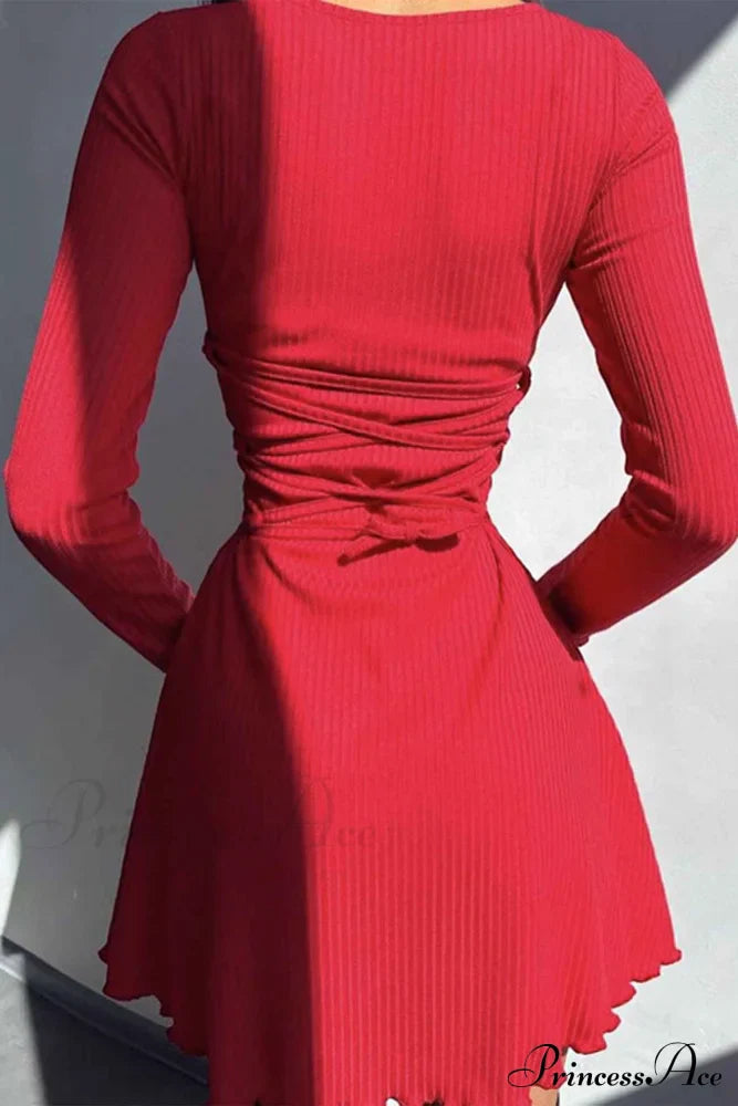 Back Strap Long Sleeve Mini Dress image 6