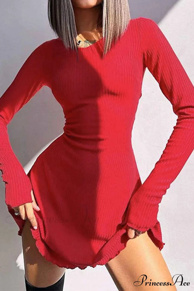 Back Strap Long Sleeve Mini Dress image 5