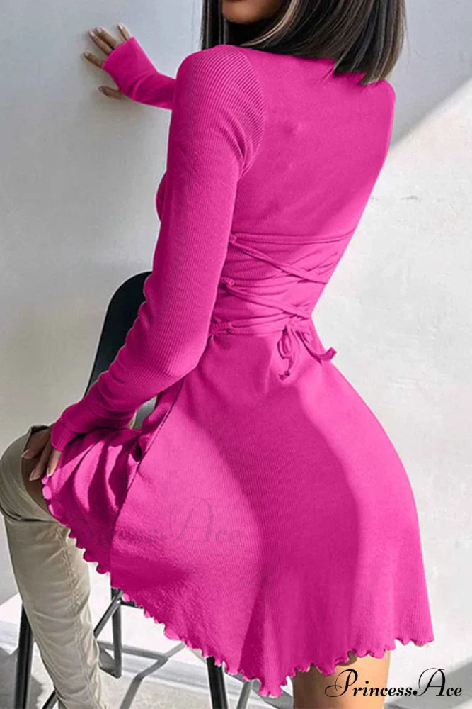 Back Strap Long Sleeve Mini Dress image 14