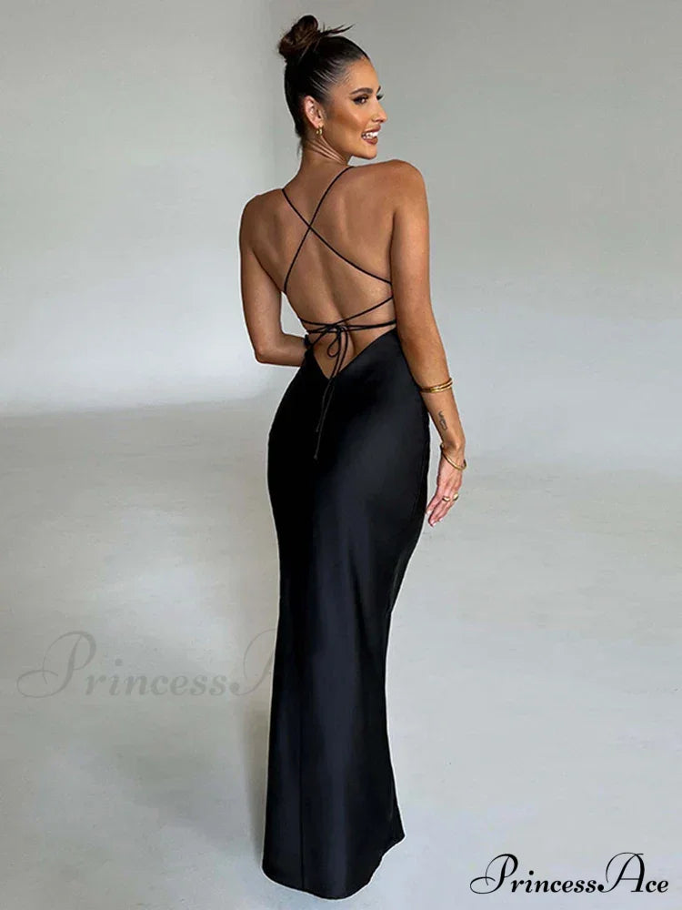 Backless Bandage Maxi Dress image 4
