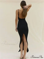 Backless Beach Elegant Party Sleeveless V Neck Cutout Mini Sun Sexy Split Wrap Maxi Dress image 5