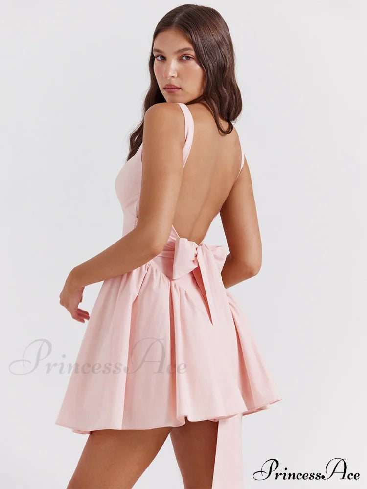 Backless Bow Stylish Mini Dress image 1