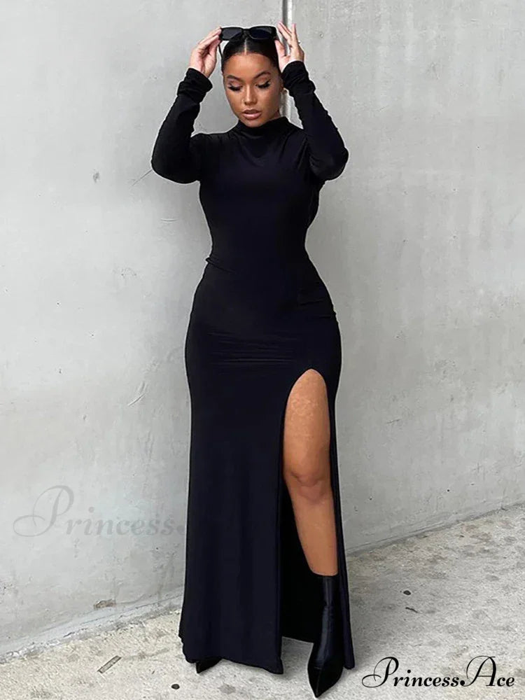 Backless Chain Split Maxi Dress image 1