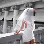 Backless Cowl Neck Charming Flower Frill Mini Dress image 10