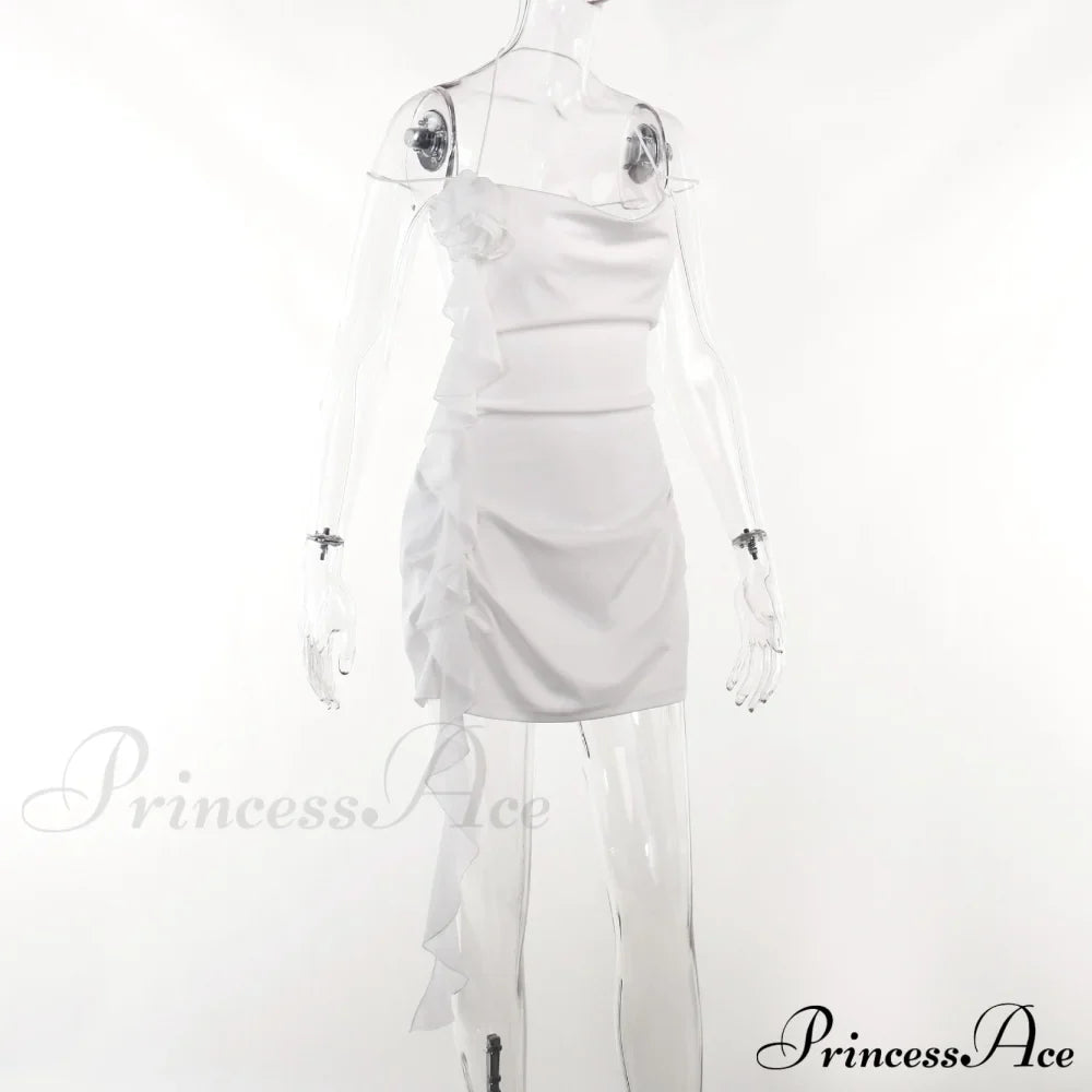 Backless Cowl Neck Charming Flower Frill Mini Dress image 5