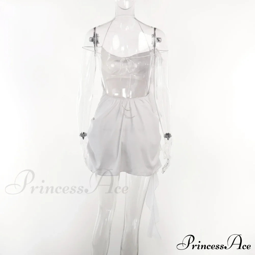 Backless Cowl Neck Charming Flower Frill Mini Dress image 6