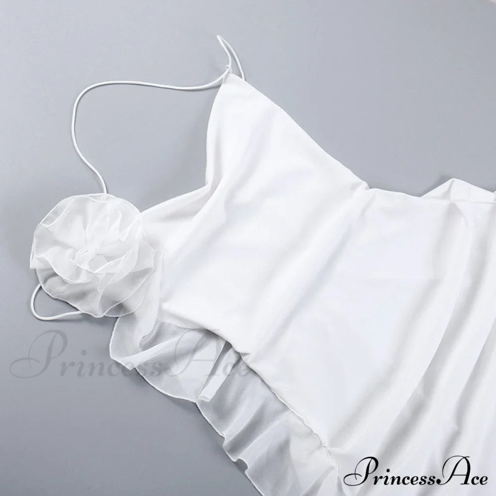 Backless Cowl Neck Charming Flower Frill Mini Dress image 7