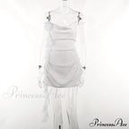 Backless Cowl Neck Charming Flower Frill Mini Dress image 4