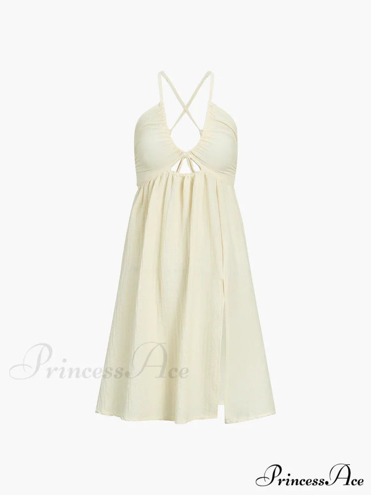 Backless Criss Cross Trendy Split Midi Dress image 2