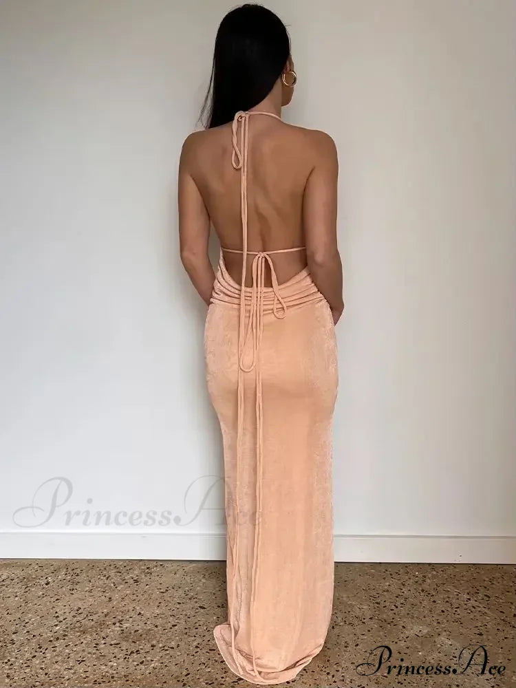 Backless Draped Maxi Dress image 4