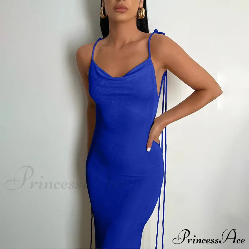 Backless Draped Maxi Dress image 17