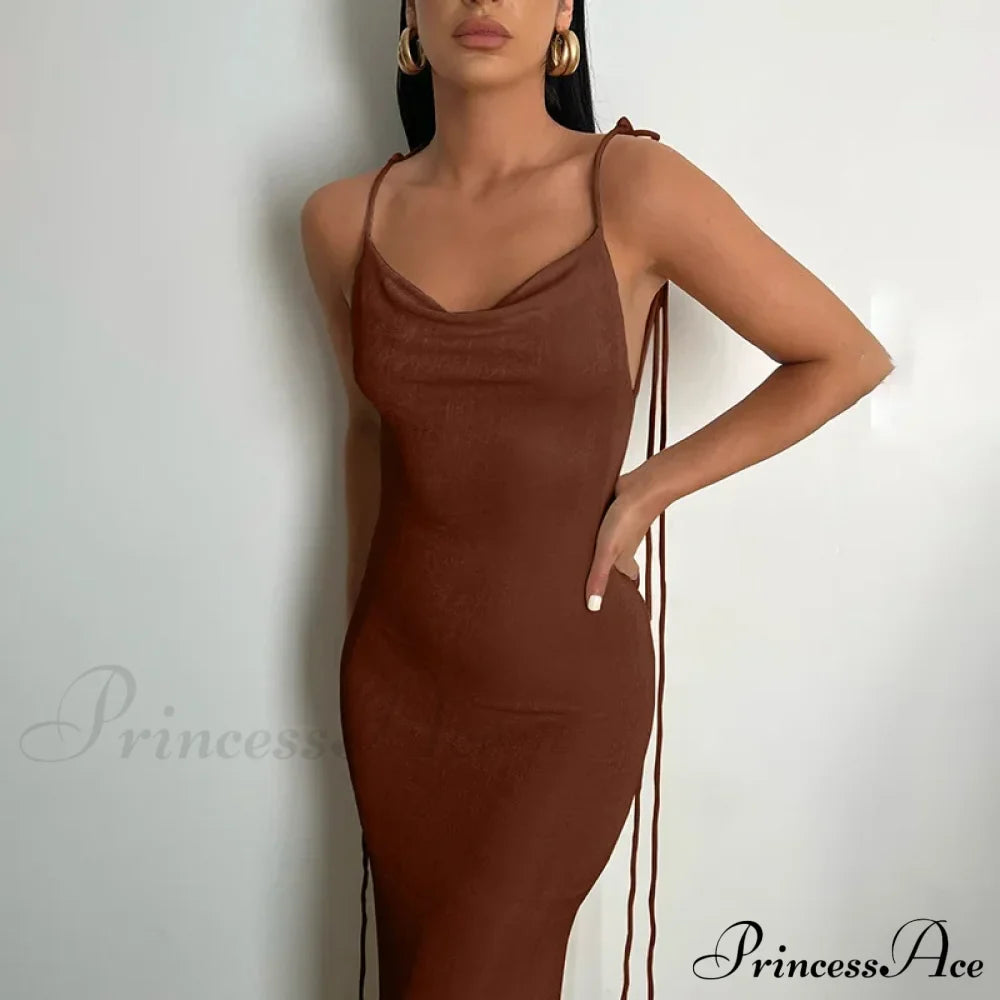 Backless Draped Maxi Dress image 9