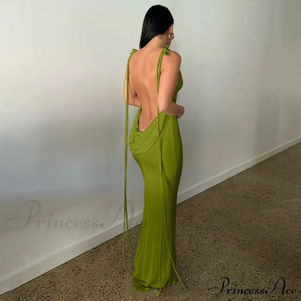 Backless Draped Maxi Dress image 10