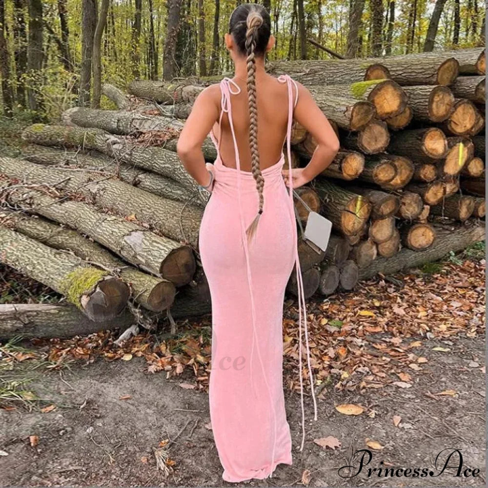 Backless Draped Maxi Dress image 12