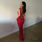 Backless Draped Maxi Dress image 14