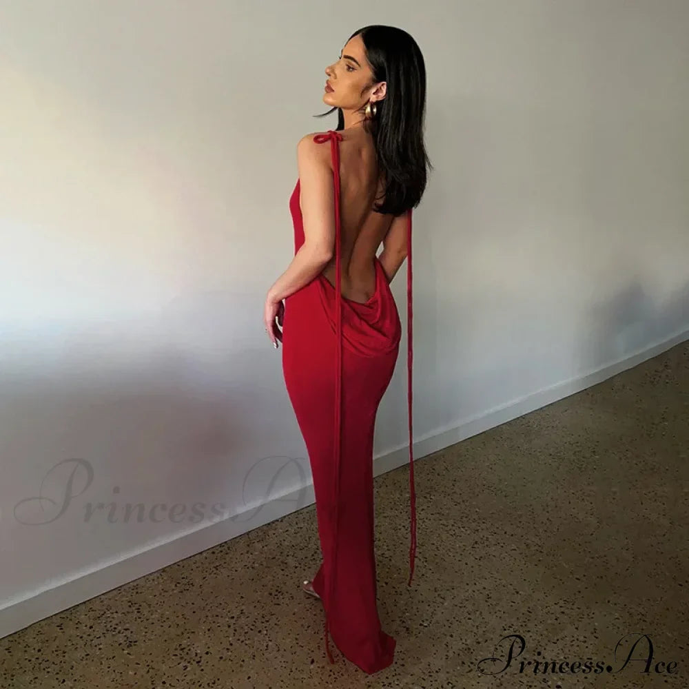 Backless Draped Maxi Dress image 14