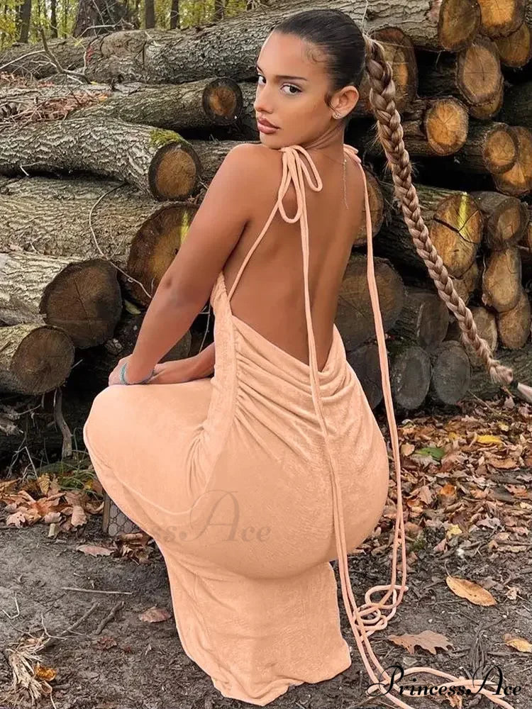 Backless Draped Maxi Dress image 3