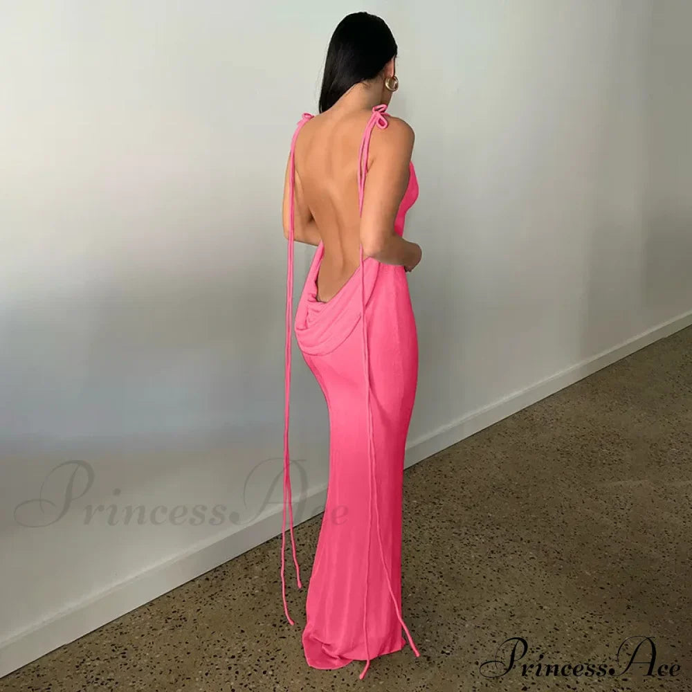 Backless Draped Maxi Dress image 18