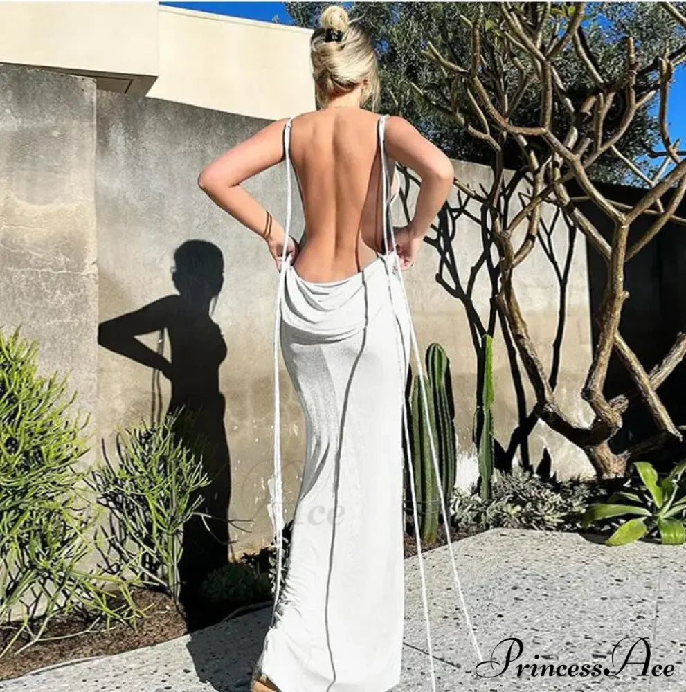 Backless Draped Maxi Dress image 15