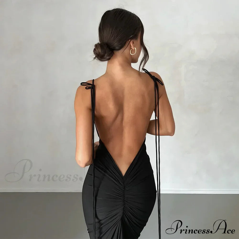 Backless Draped Prom Maxi Dress image 3