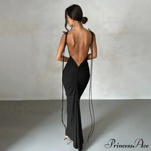 Backless Draped Prom Maxi Dress image 2