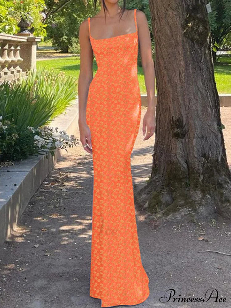 Backless Floral Graceful Mesh Maxi Dress image 14