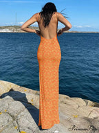 Backless Floral Graceful Mesh Maxi Dress image 15