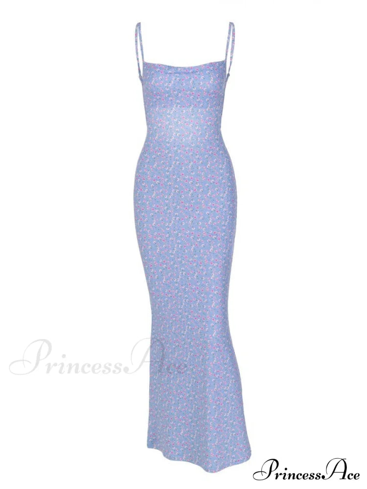 Backless Floral Graceful Mesh Maxi Dress image 6