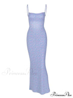 Backless Floral Graceful Mesh Maxi Dress image 6
