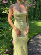 Backless Floral Graceful Mesh Maxi Dress image 3