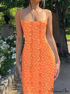 Backless Floral Graceful Mesh Maxi Dress image 13