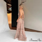 Backless Floral Birthday Maxi Dress image 4