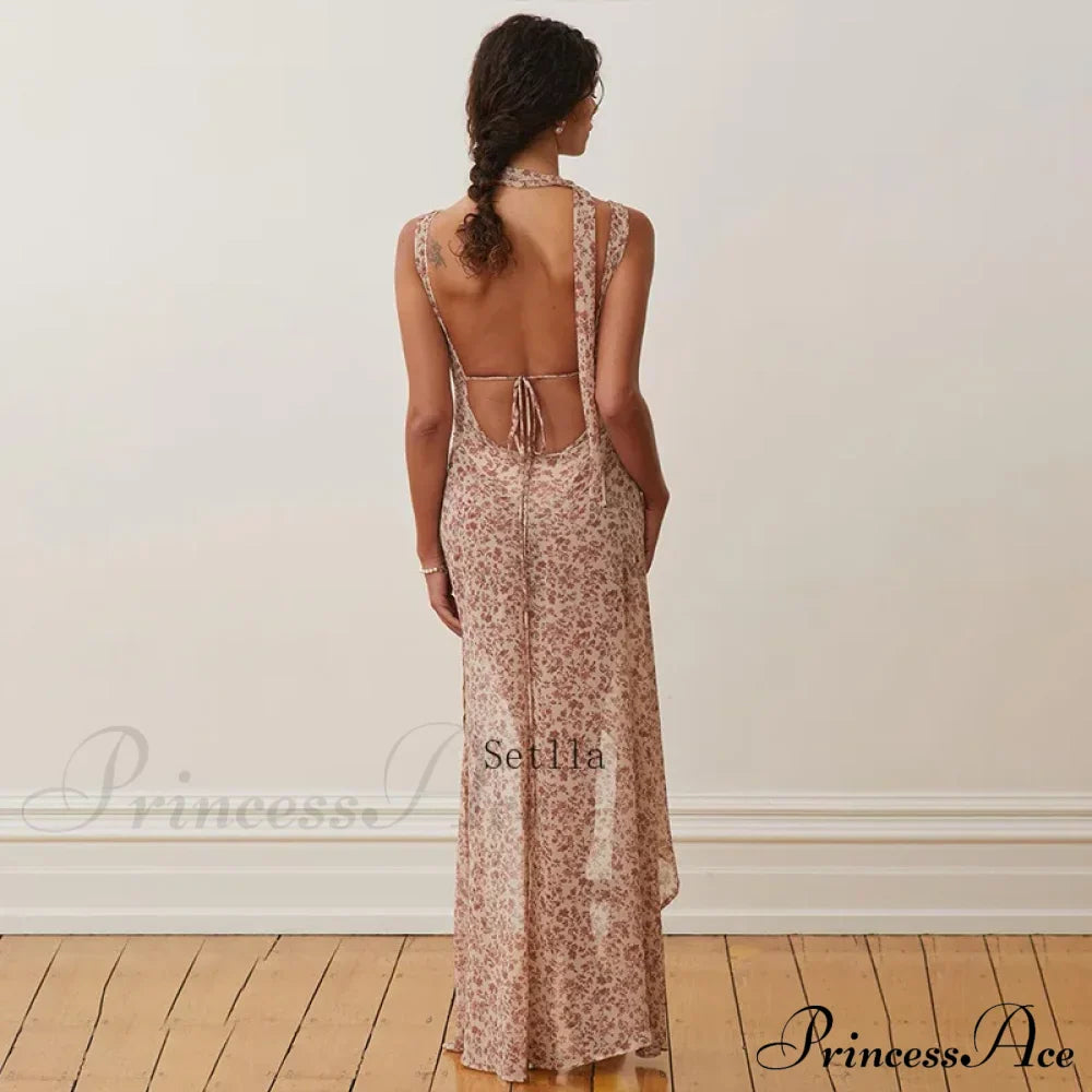Backless Floral Birthday Maxi Dress image 6