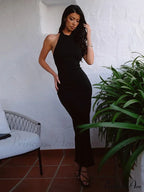 Backless Halter Bandage Maxi Dress image 1