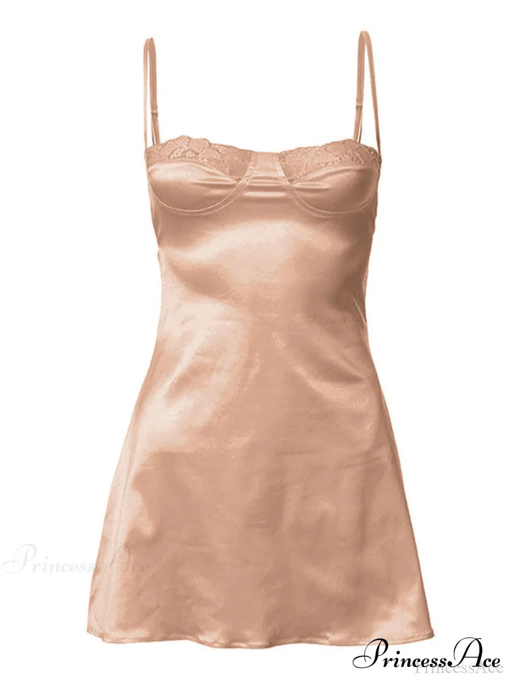 Backless Lace Paneled Trendy Satin Mini Dress image 11
