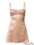 Backless Lace Paneled Trendy Satin Mini Dress image 11