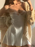 Backless Lace Paneled Trendy Satin Mini Dress image 1