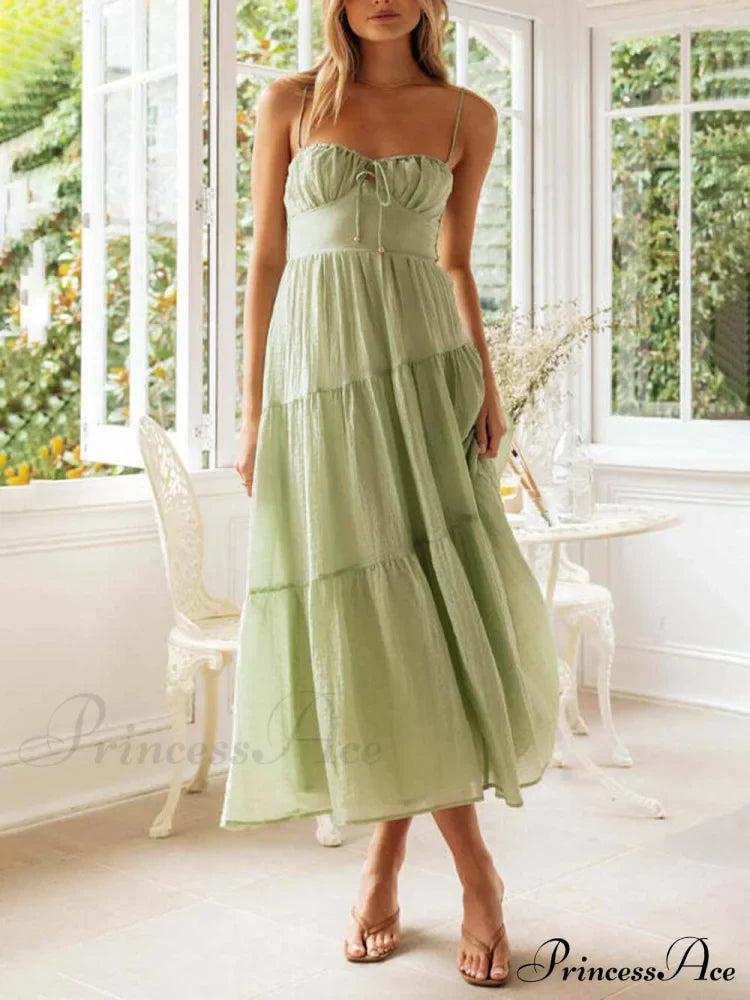 Backless Lace-Up Sleeveless Charming Patchwork Slip Dress image 3