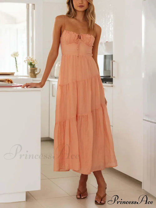 Backless Lace-Up Sleeveless Charming Patchwork Slip Dress image 2