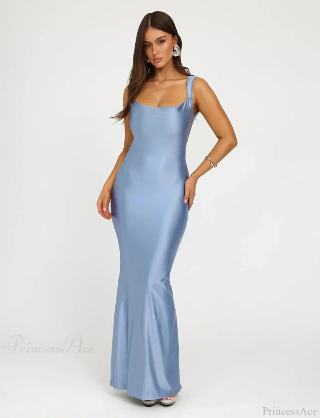 Backless Mermaid Satin Party Dress image 6