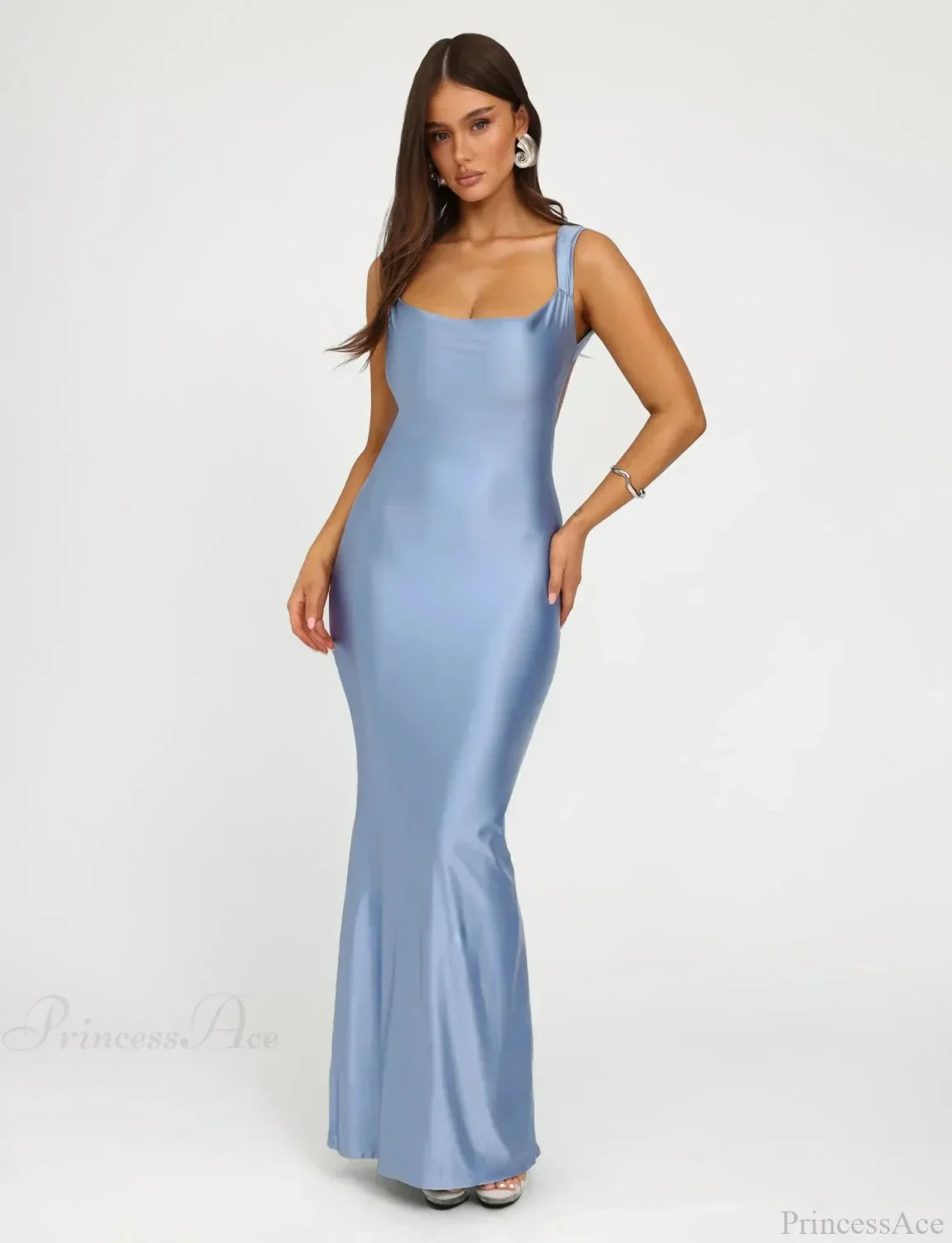 Backless Mermaid Satin Party Dress image 6