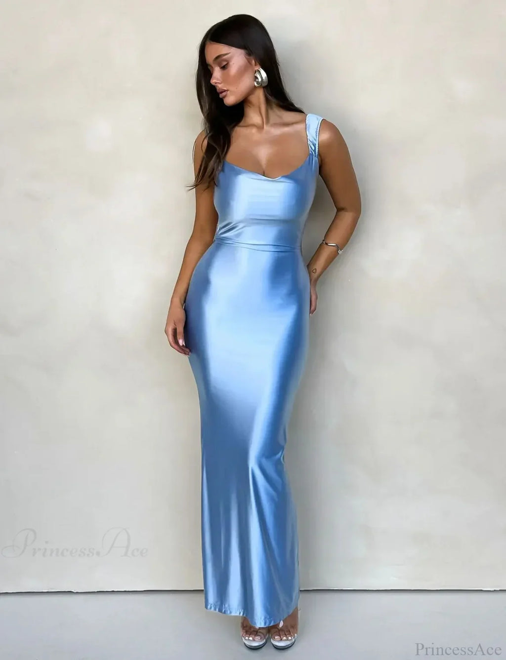 Backless Mermaid Satin Party Dress image 3